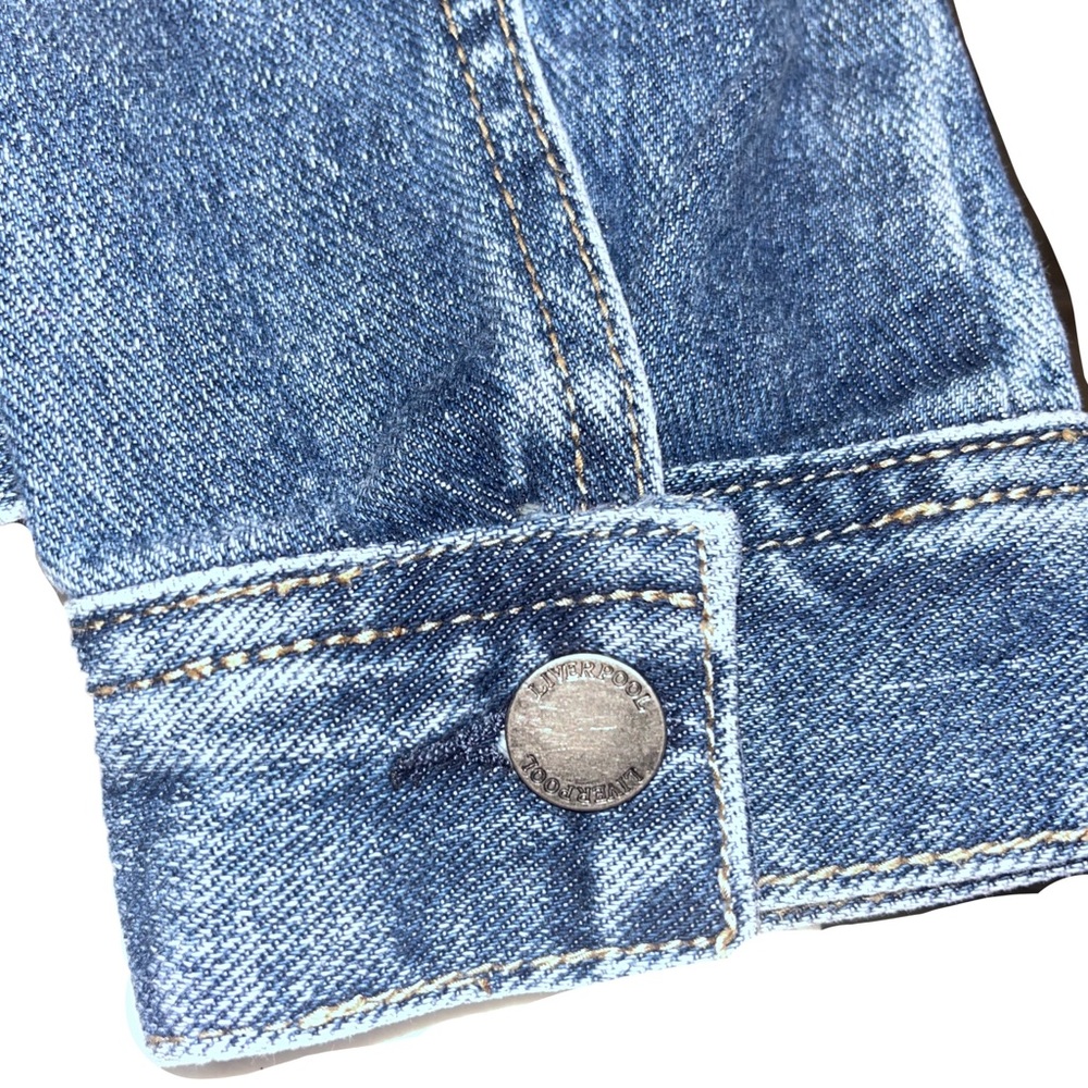 liver pool losangeles patch work frayed denim jacket size medium new with tags - Picture 15 of 15